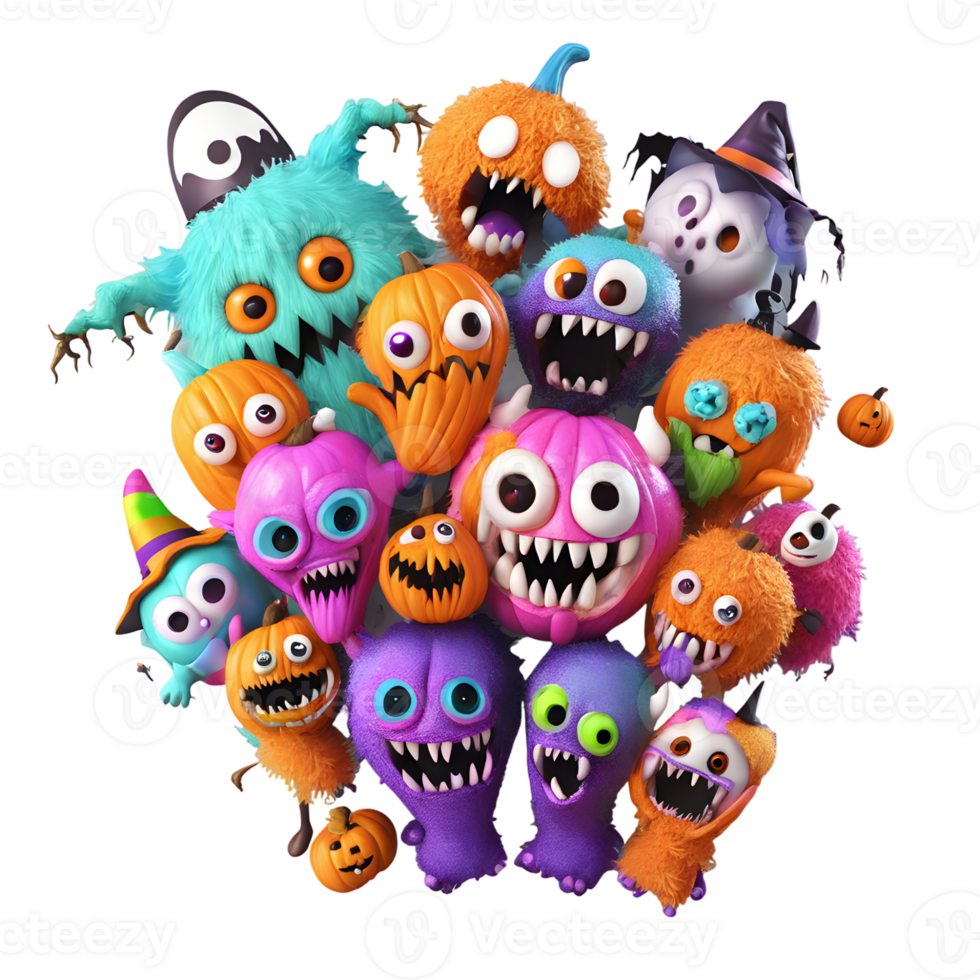 Halloween Monster Clipart, Happy Halloween Day Design, Generative AI png