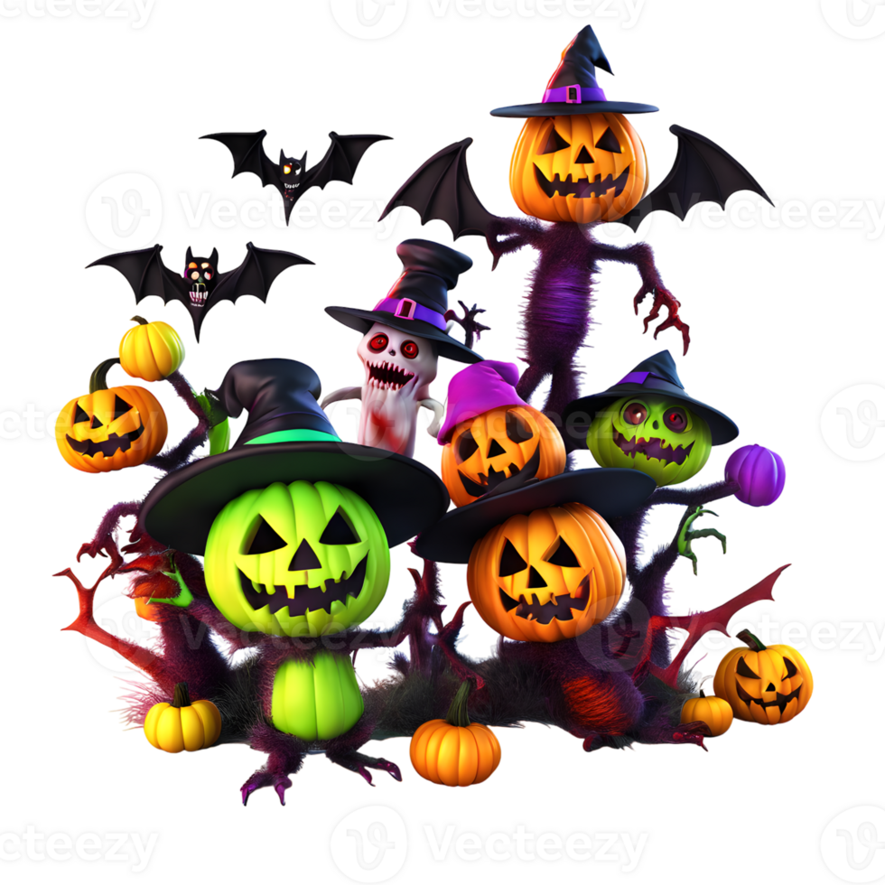 Halloween Monster Clipart, Happy Halloween Day Design, Generative AI png