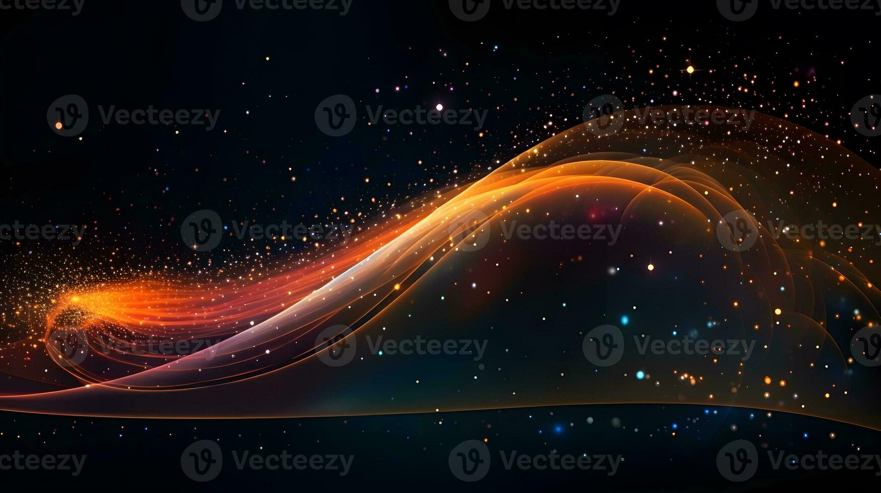 Dynamic Particle Flow - Abstract Waving Tech Background, Generated AI Visual photo