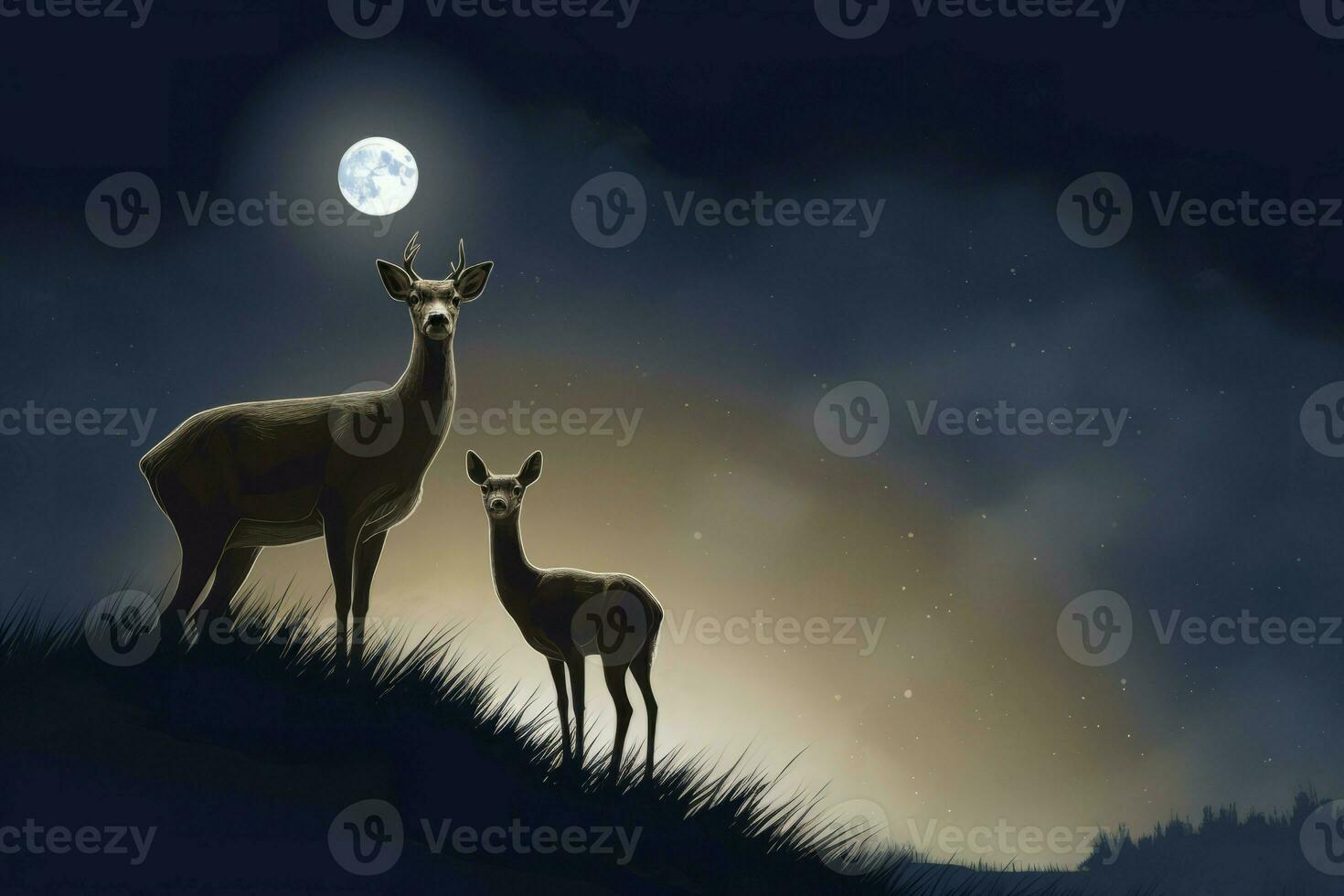 Deer fawn moon. Generate Ai photo