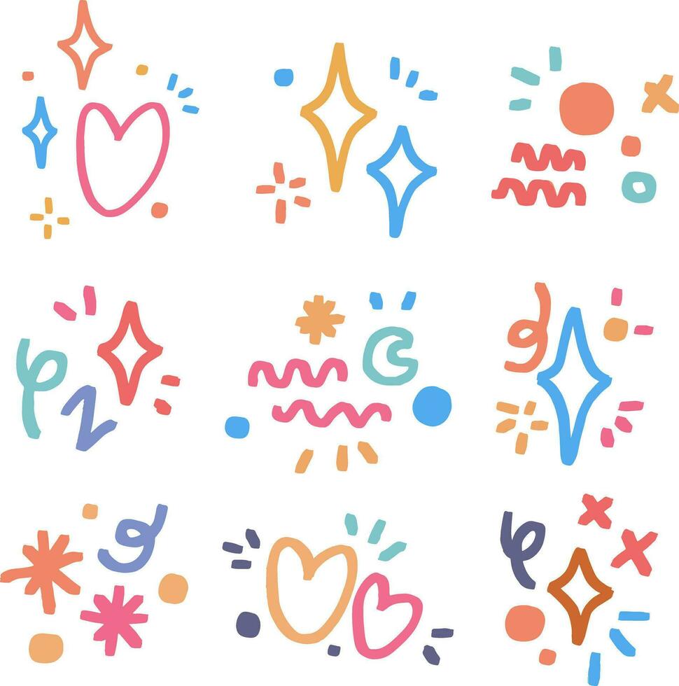 hand drawn doodle shapes line design vector