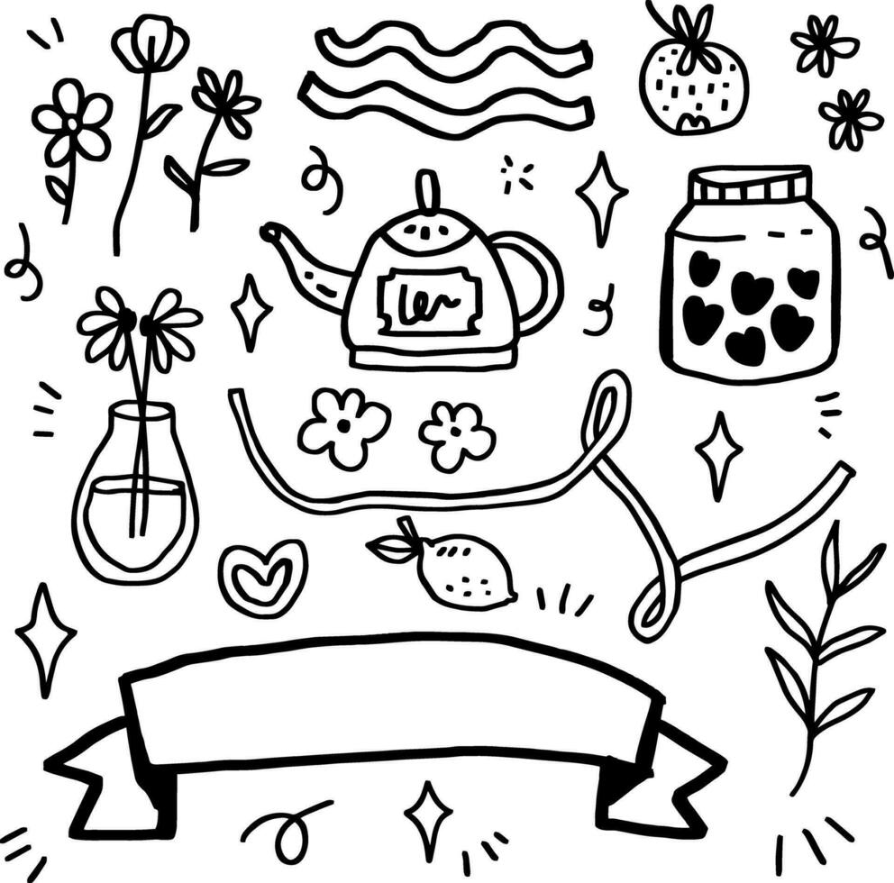 hand drawn doodles line design vector