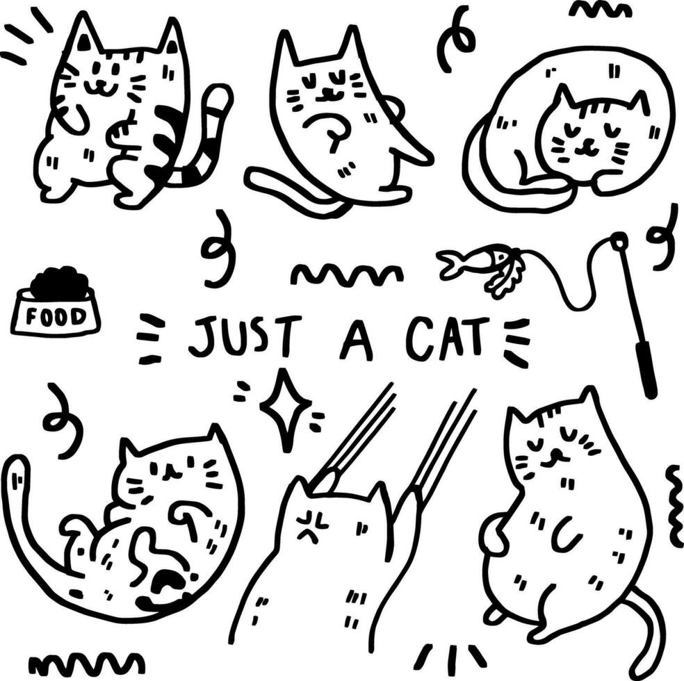 hand drawn just a cat line design vector