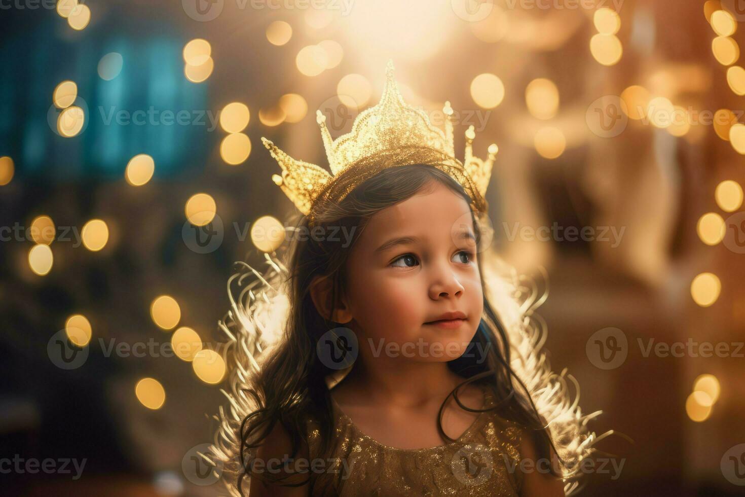 linda niña princesa vestido. generar ai foto