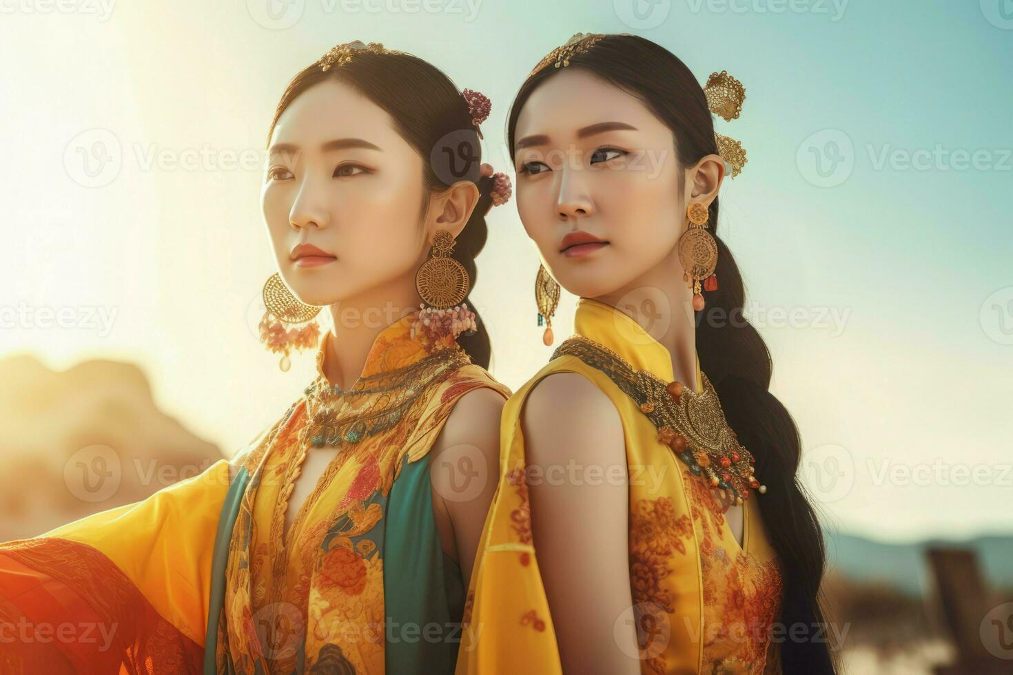 Chinese girls friends photo. Generate Ai photo