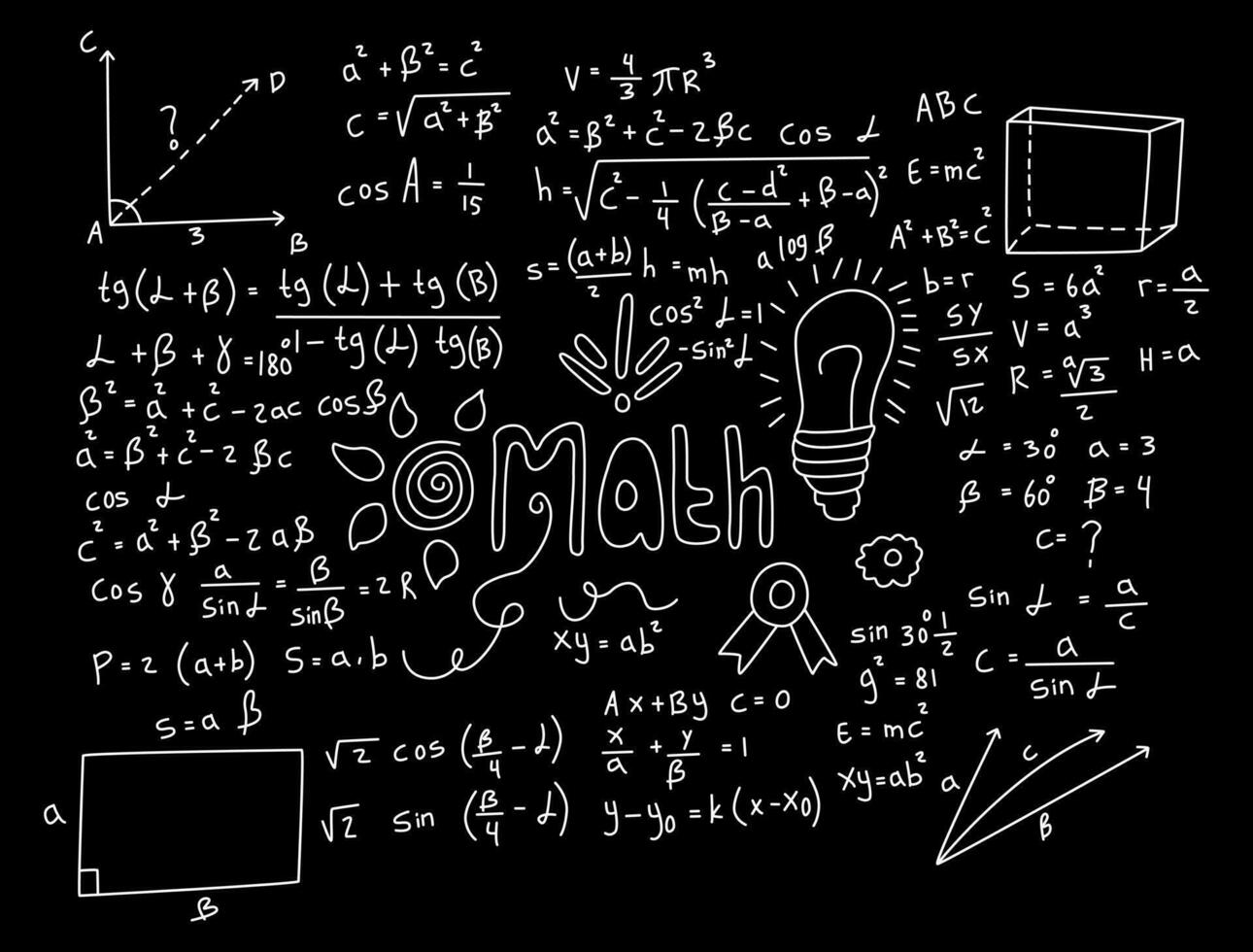 ilustración realista del fondo de la pizarra de matemáticas vector