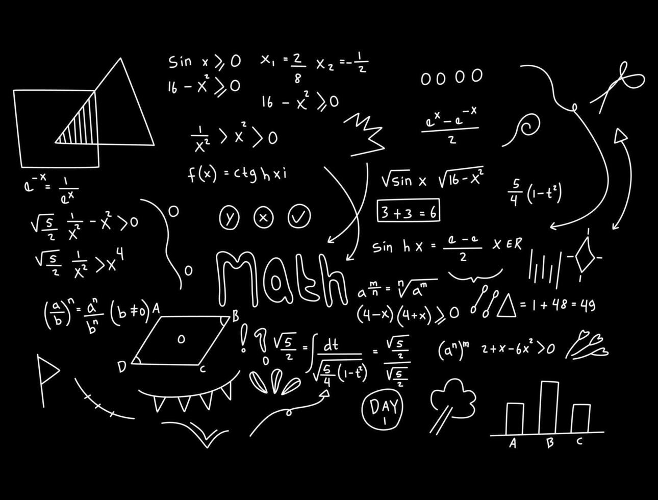 ilustración realista del fondo de la pizarra de matemáticas vector