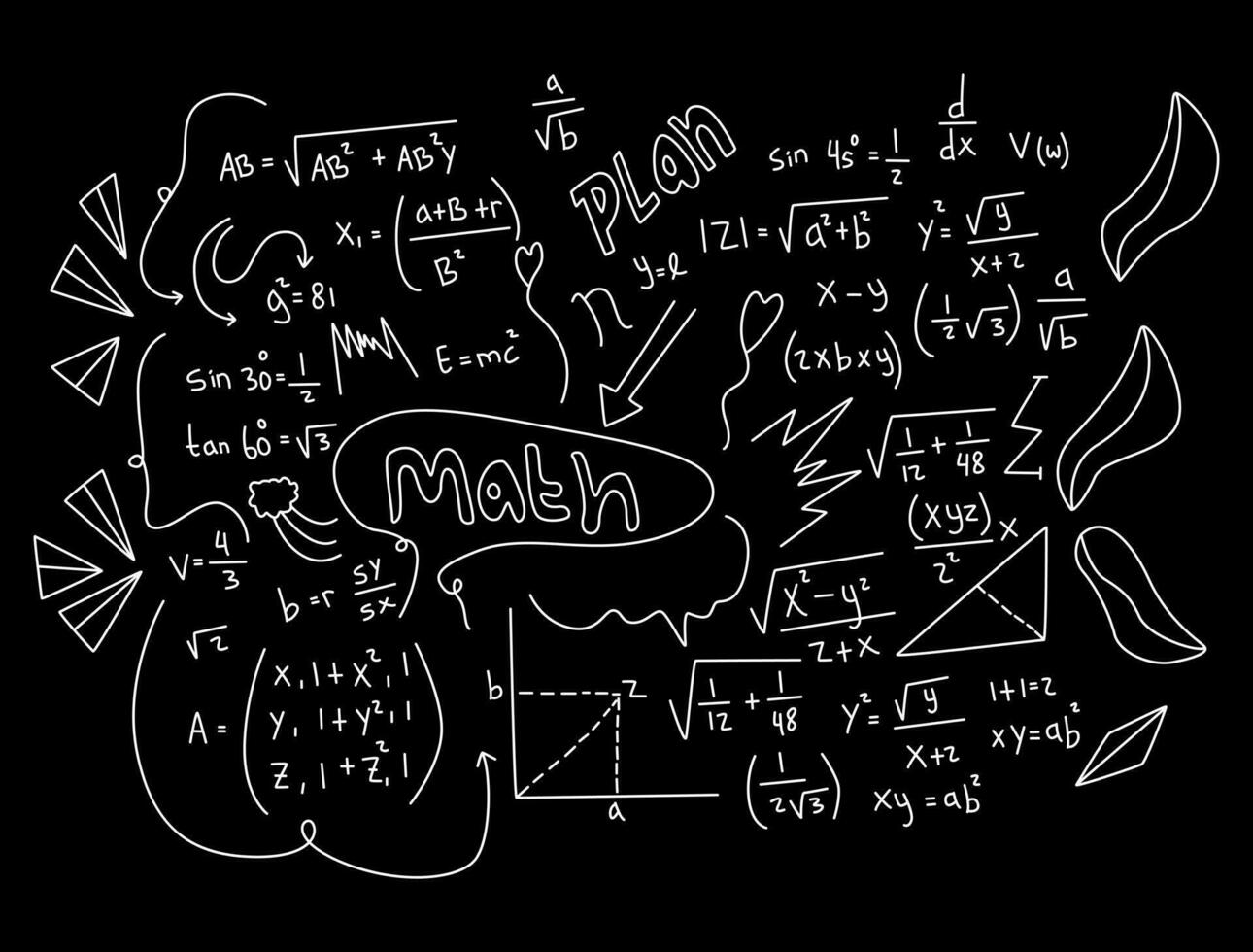 ilustración realista del fondo de la pizarra de matemáticas vector