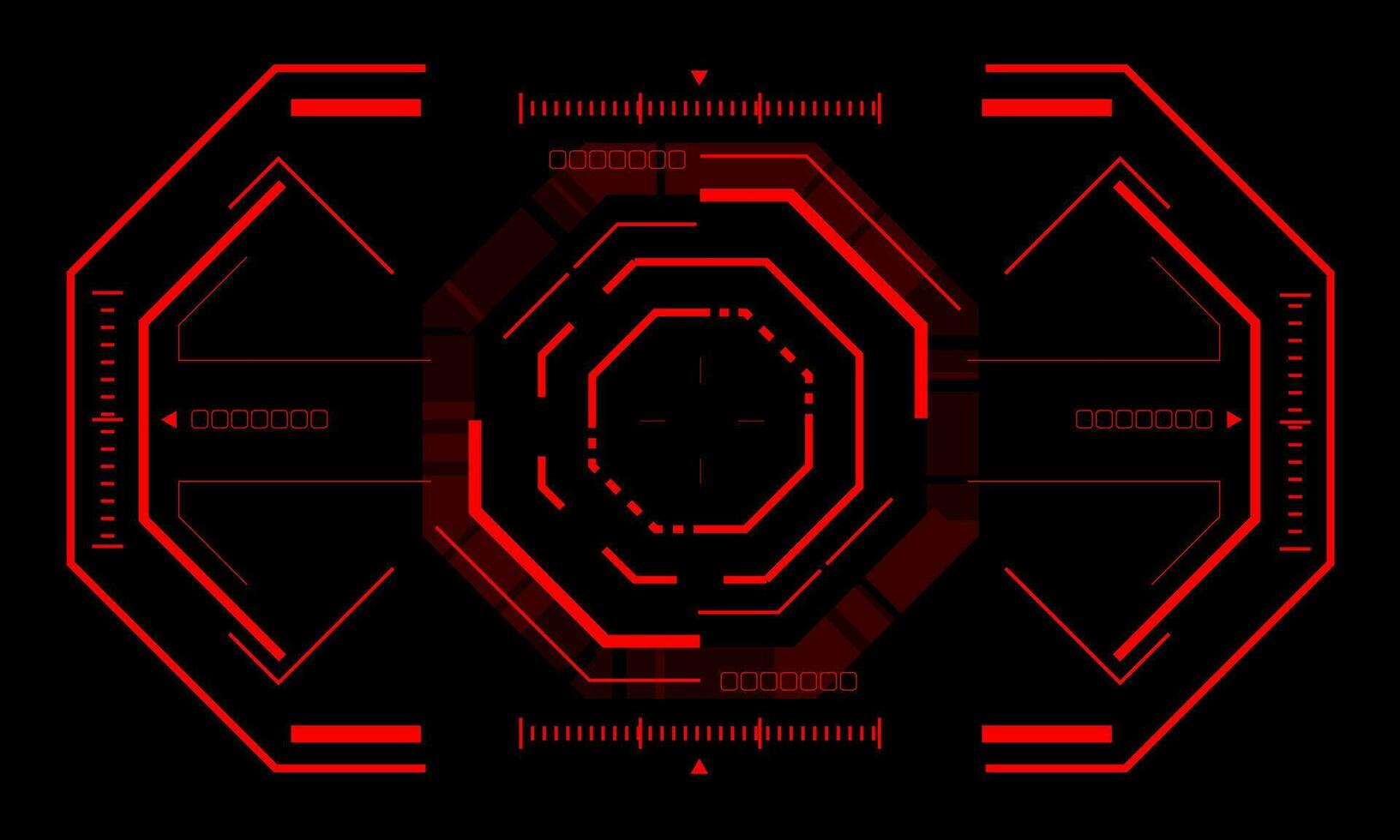 HUD sci-fi interface screen view red geometric design virtual reality futuristic technology creative display on black vector