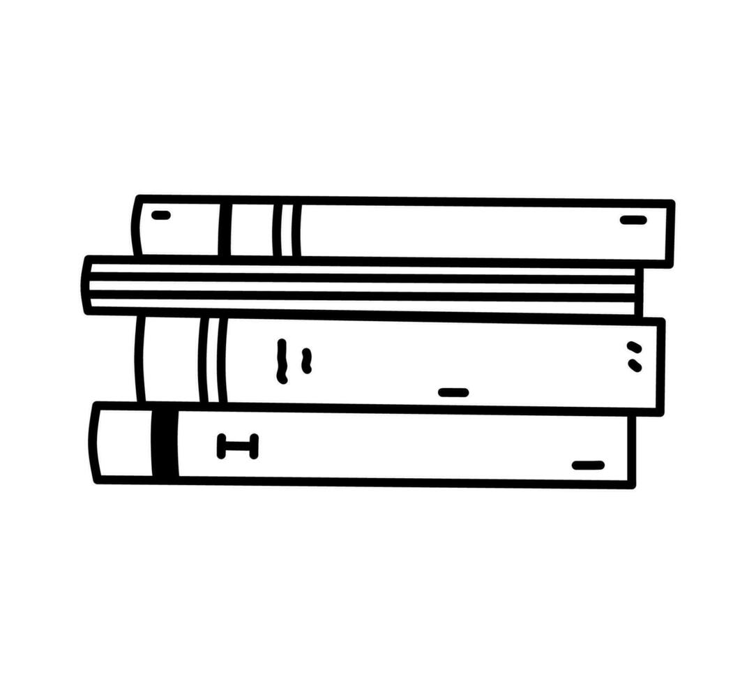 Stack of books and textbooks isolated on white background. School supplies. Vector hand-drawn illustration in doodle style. Perfect for logo, decorations, various designs.