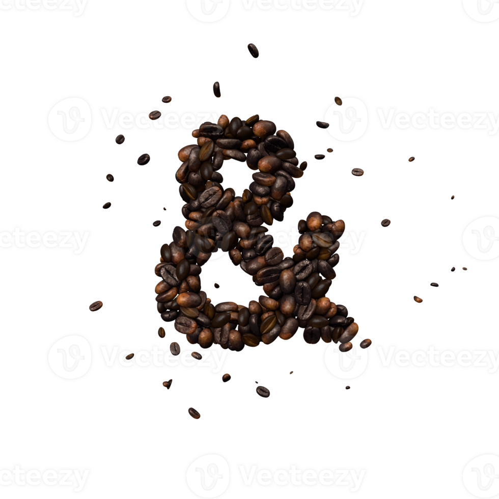 Coffee text typeface out of coffee beans isolated the character ampersand png