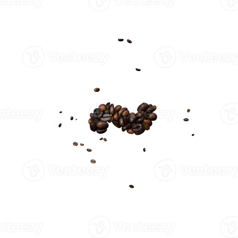 Coffee text typeface out of coffee beans isolated the character tilde png