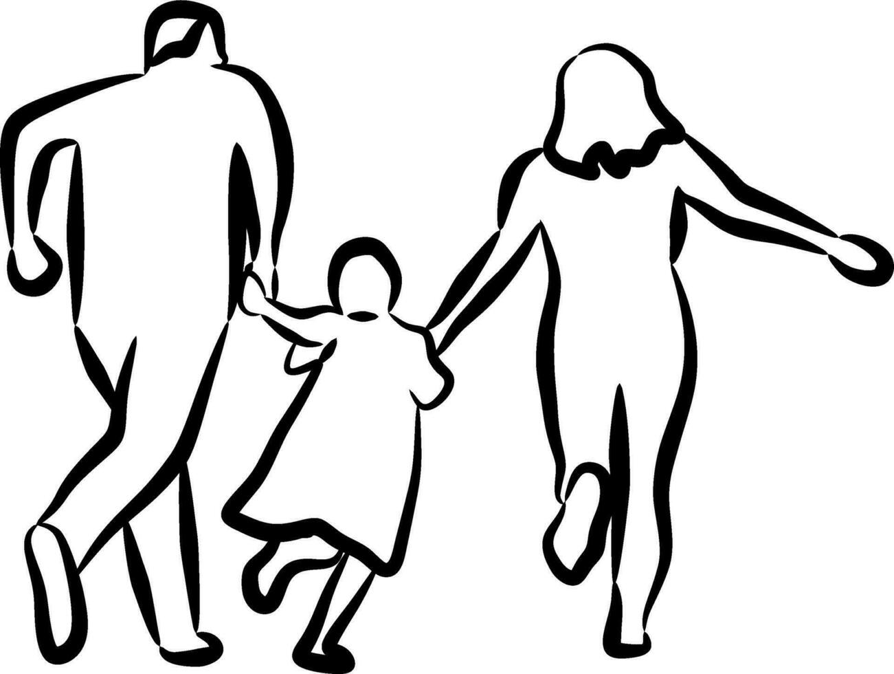 line drawing of happy family vector