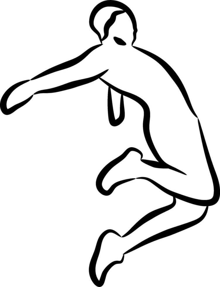 a simple line drawing of someone jumping vector