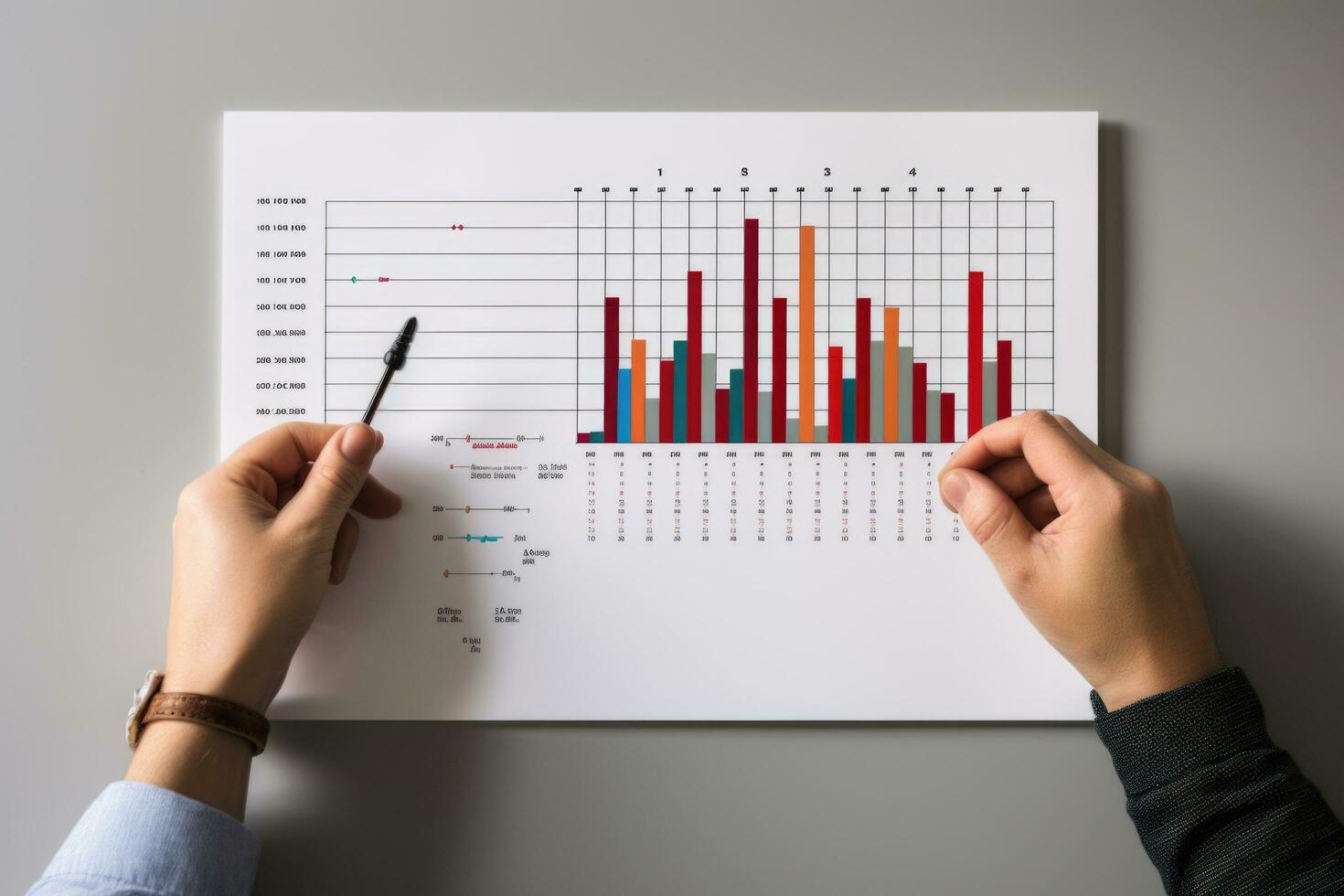 Statistics and data analysis. Investment. Business analysis using charts and graphs. Man studying statistics photo