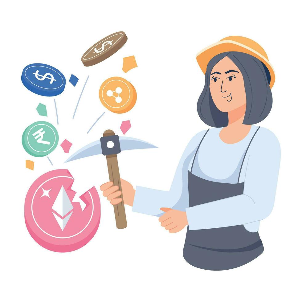 Trendy Crypto Mining vector