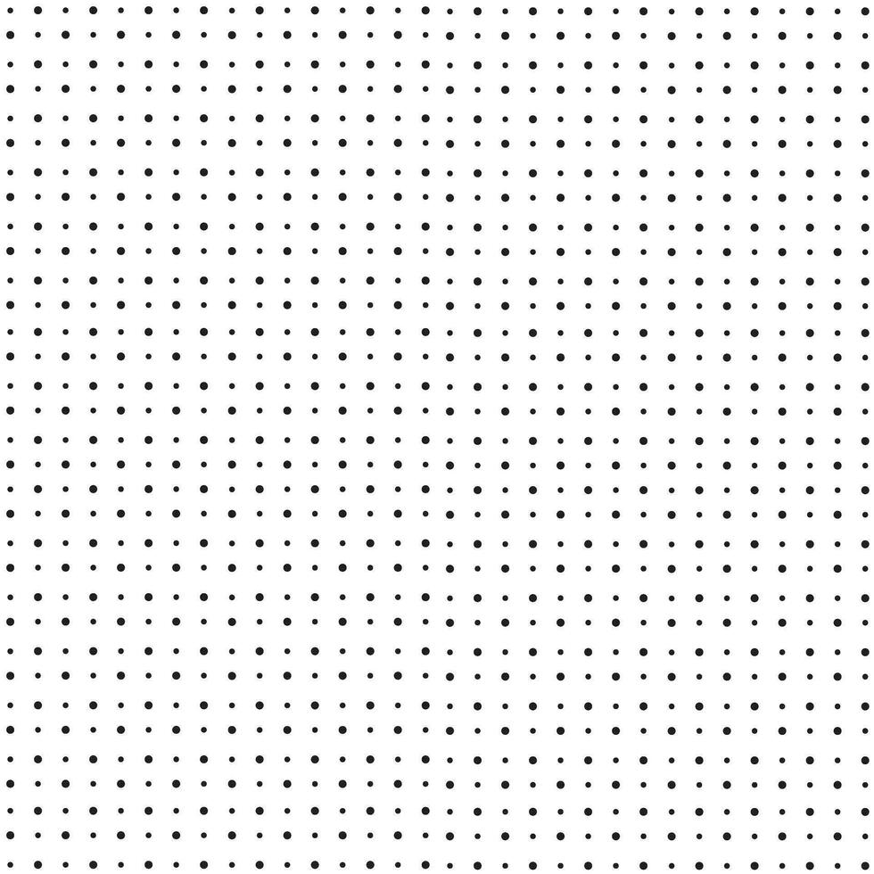 Seamless polka dot pattern. Black dots in random sizes on white background. Vector illustration.