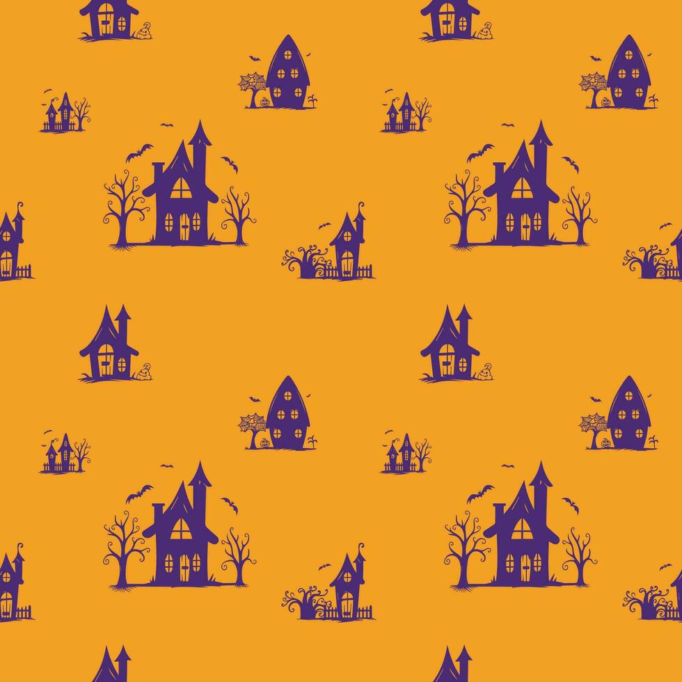 Halloween seamless pattern design. Vector illustration.