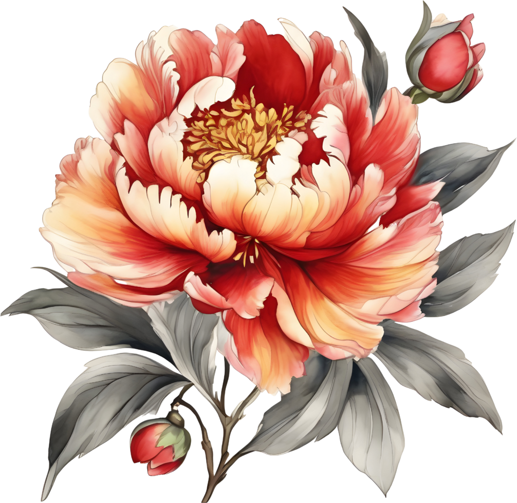 Picture of many peonies Chinese watercolor style. AI-generated. png