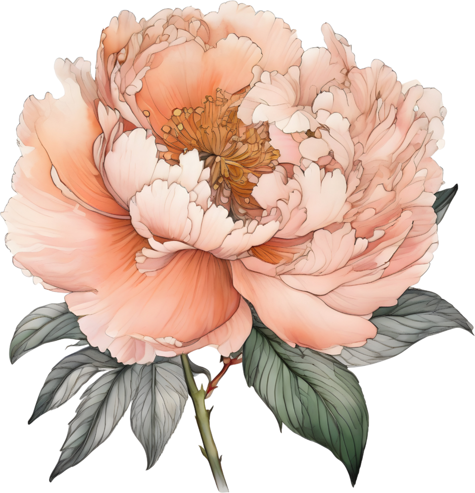 Picture of many peonies Chinese watercolor style. AI-generated. png