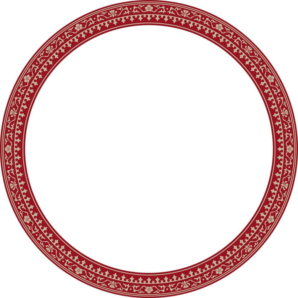 Vector red frame, border, Chinese ornament. Patterned circle, ring of the peoples of East Asia, Korea, Malaysia, Japan, Singapore, Thailand