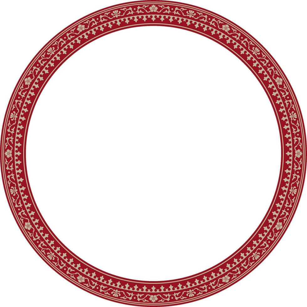 Vector red frame, border, Chinese ornament. Patterned circle, ring of the peoples of East Asia, Korea, Malaysia, Japan, Singapore, Thailand