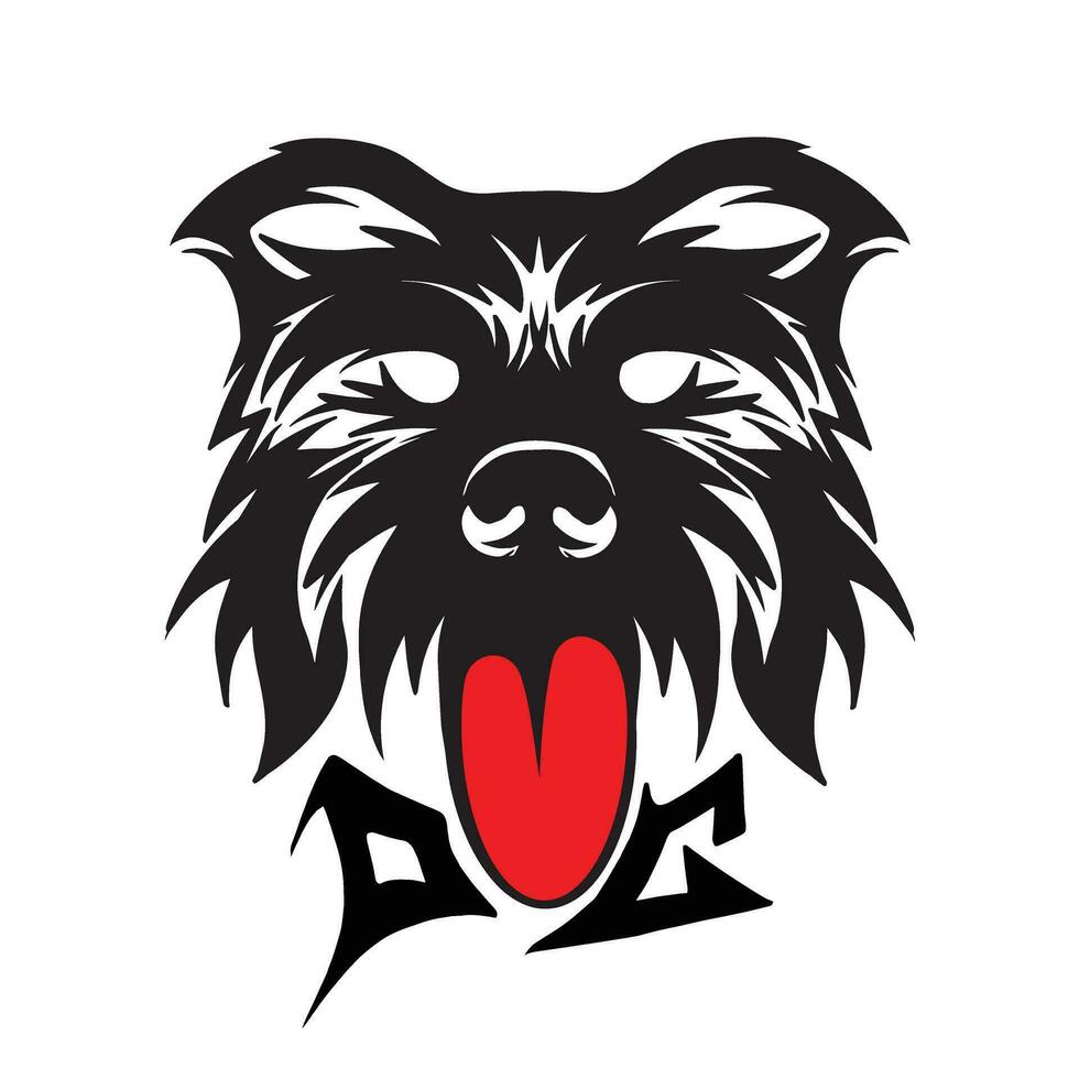 dog head logo, dog head black and white bw two colors. vector