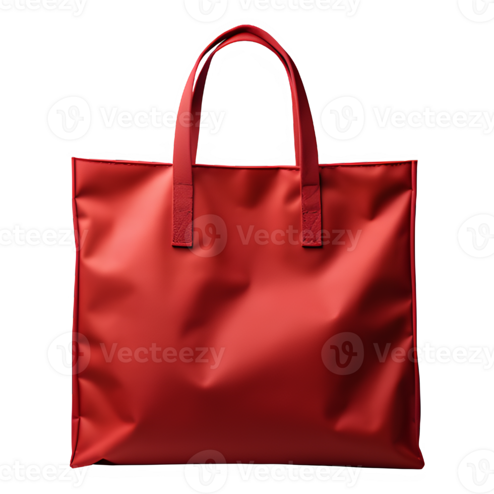 Plain red tote bag isolated on transparent background ,tote bag mock up cut out png ,generative ai