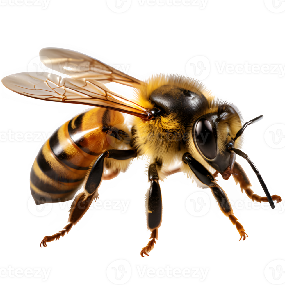 honey bee isolated on transparent background ,insect bee cut out png ,generative ai
