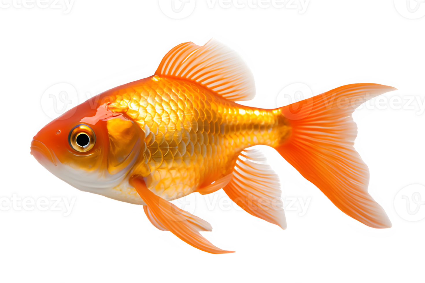 goldfish isolated on transparent background ,ornamental fish png ,generative ai