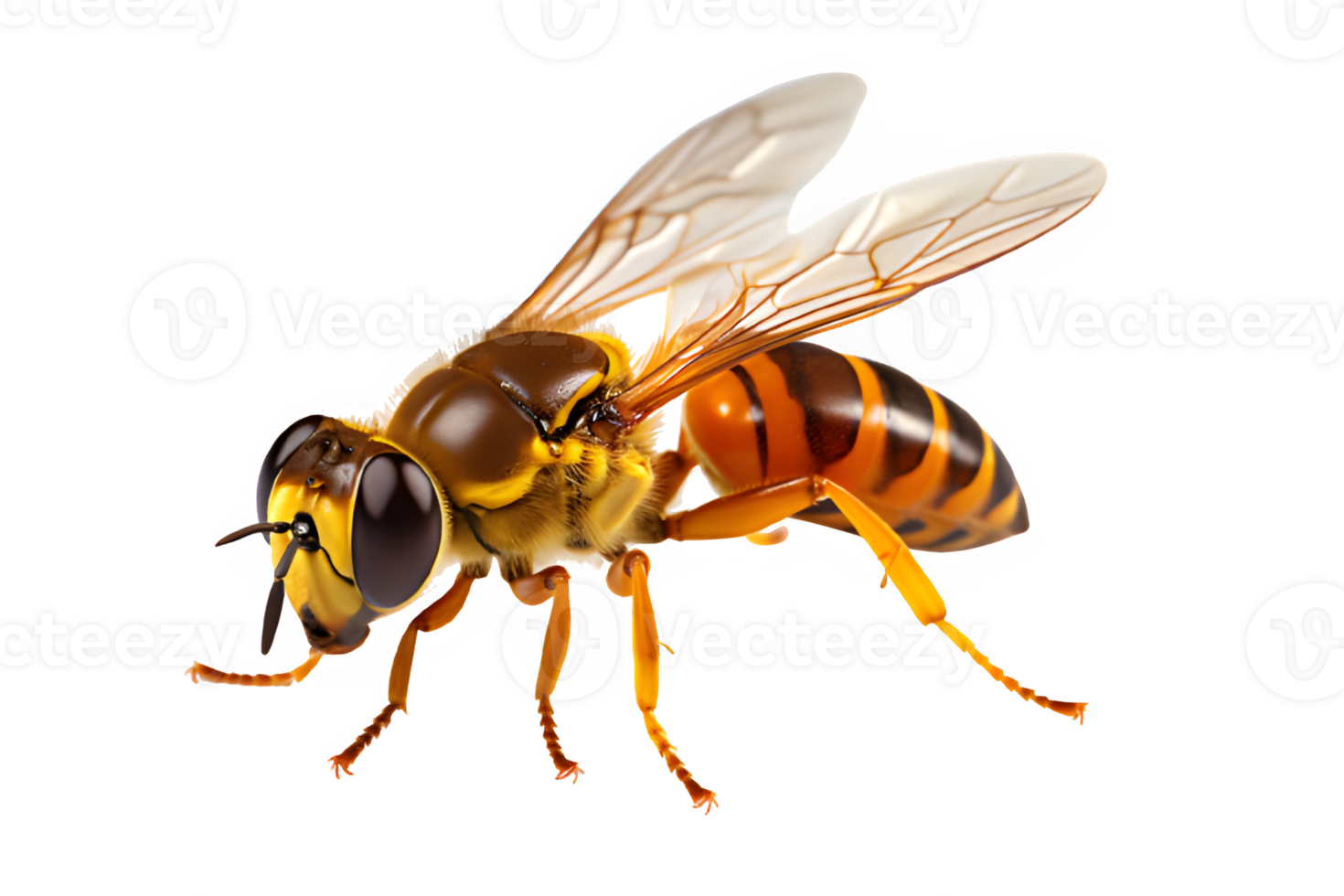honey bee isolated on transparent background ,insect bee cut out png ,generative ai