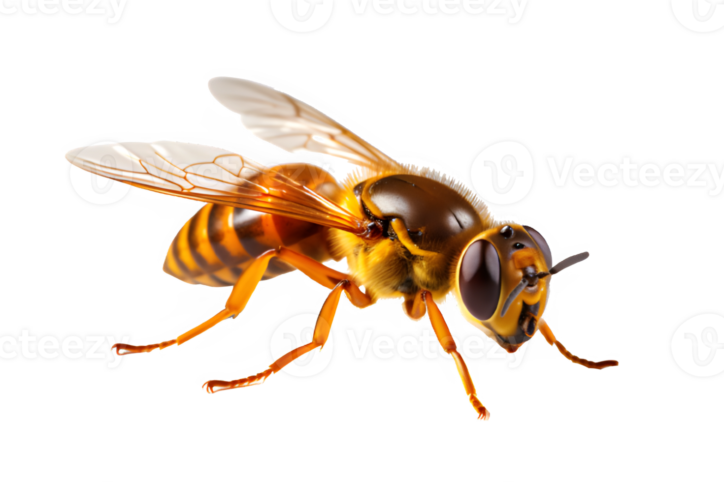 honey bee isolated on transparent background ,insect bee cut out png ,generative ai
