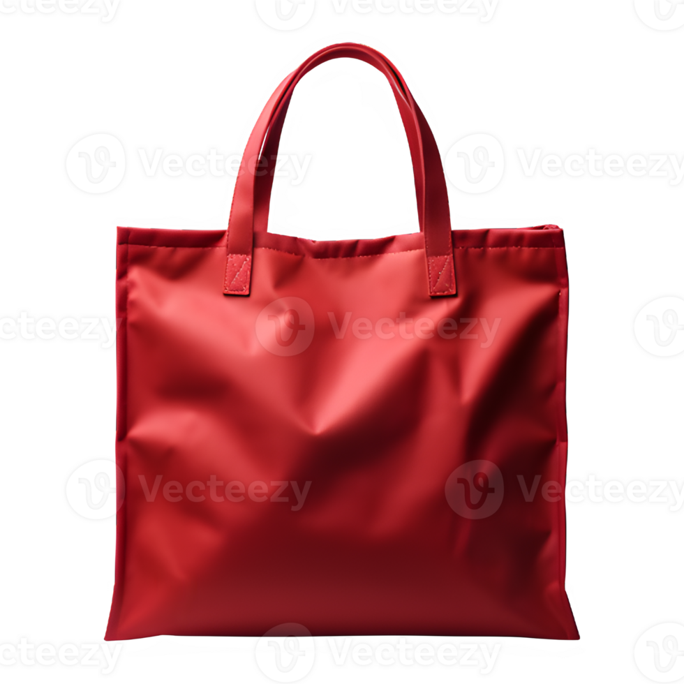 Plain red tote bag isolated on transparent background ,tote bag mock up cut out png ,generative ai