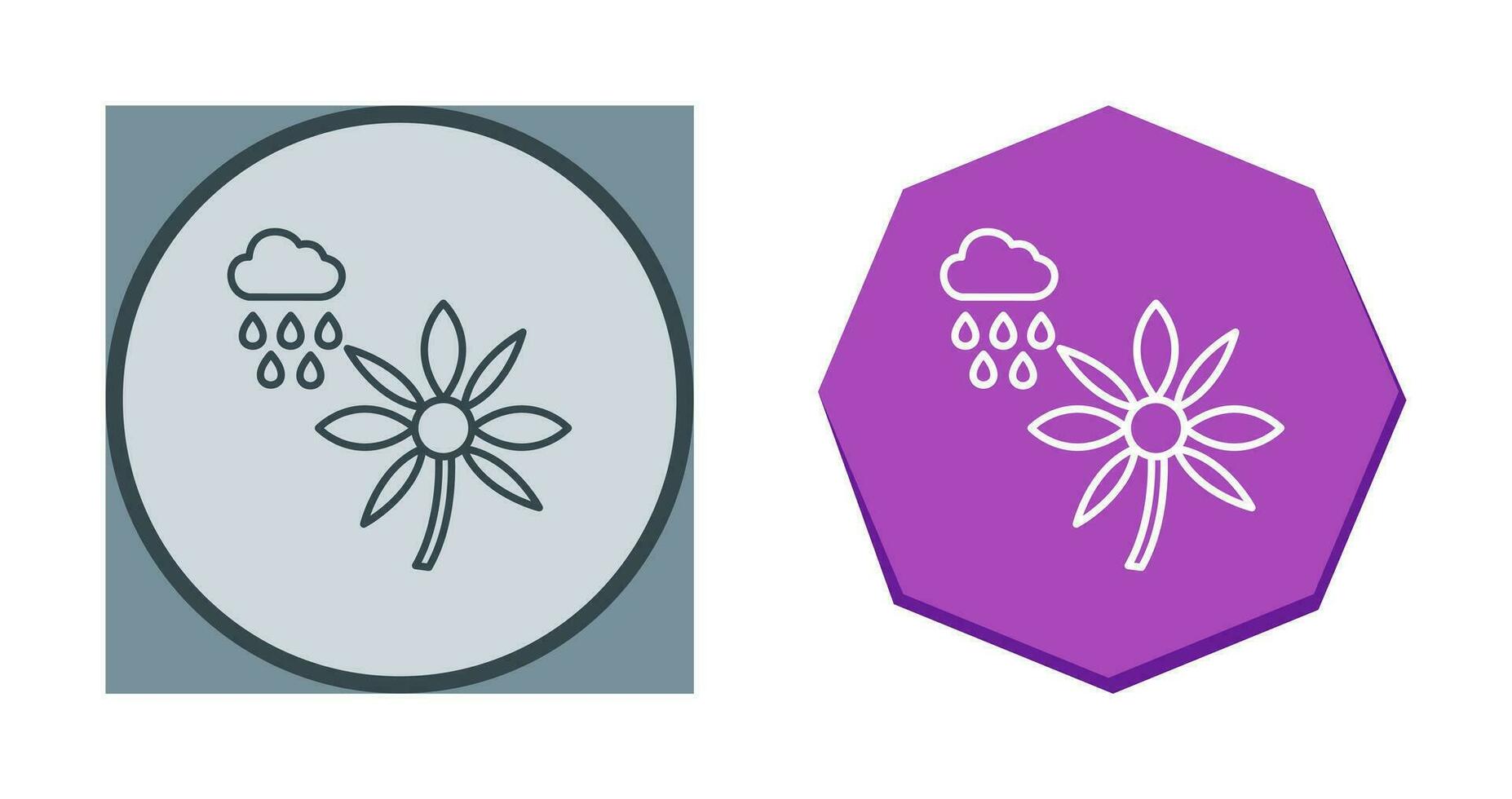 Flower with rain Vector Icon