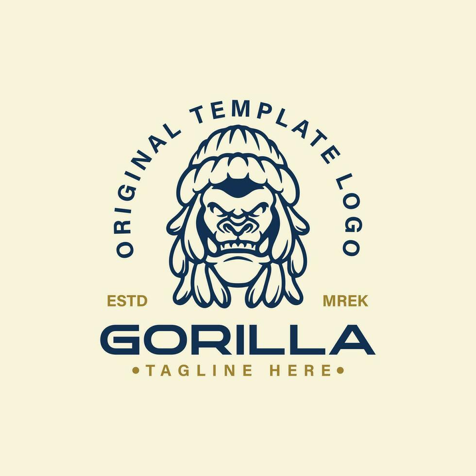 Gorilla character logo, gorilla logo template vector