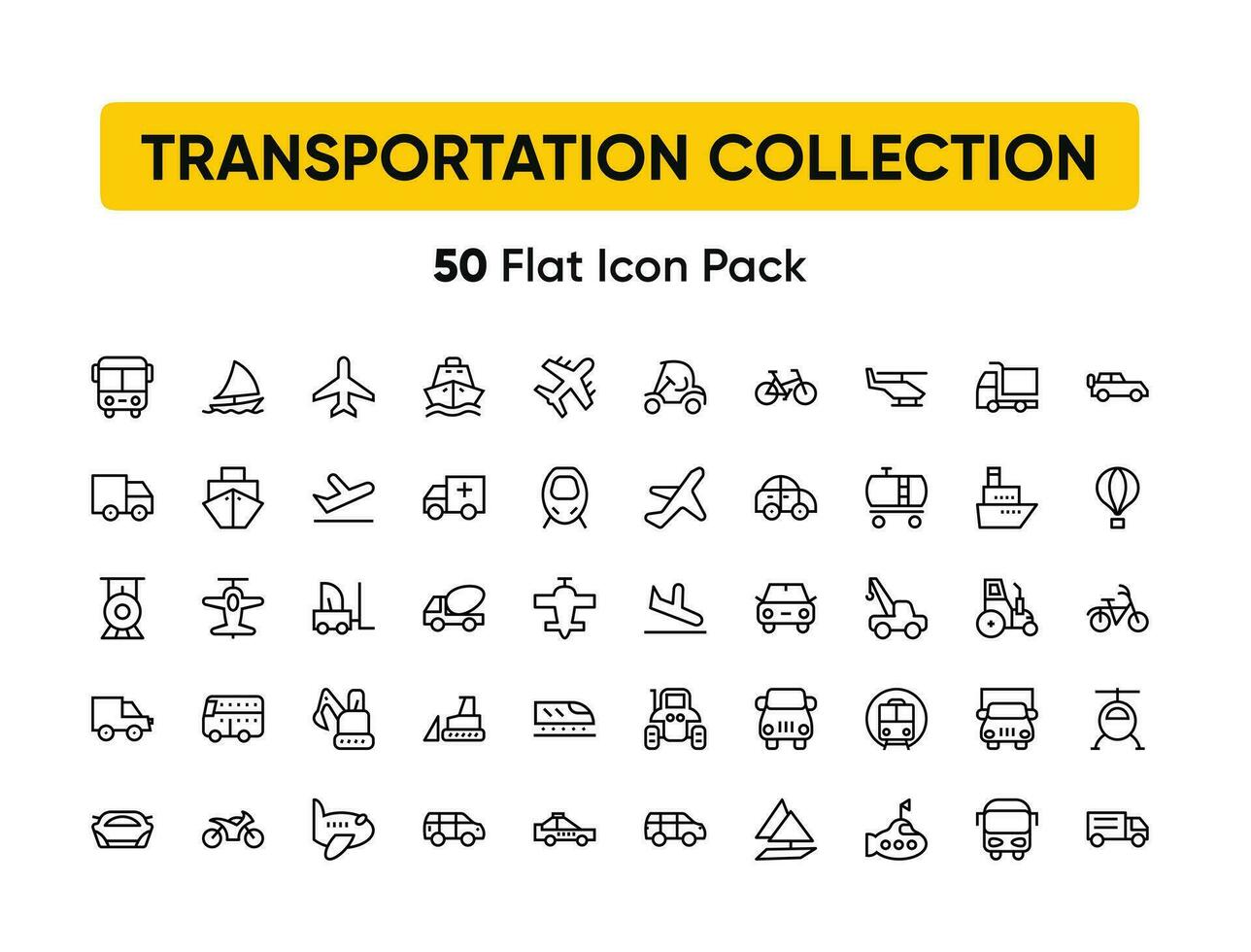 Simple Set of Public Transport Related Vector Line Icons. Contains such Icons as Taxi, Train, Tram and more. 64x64 Pixel Perfect.