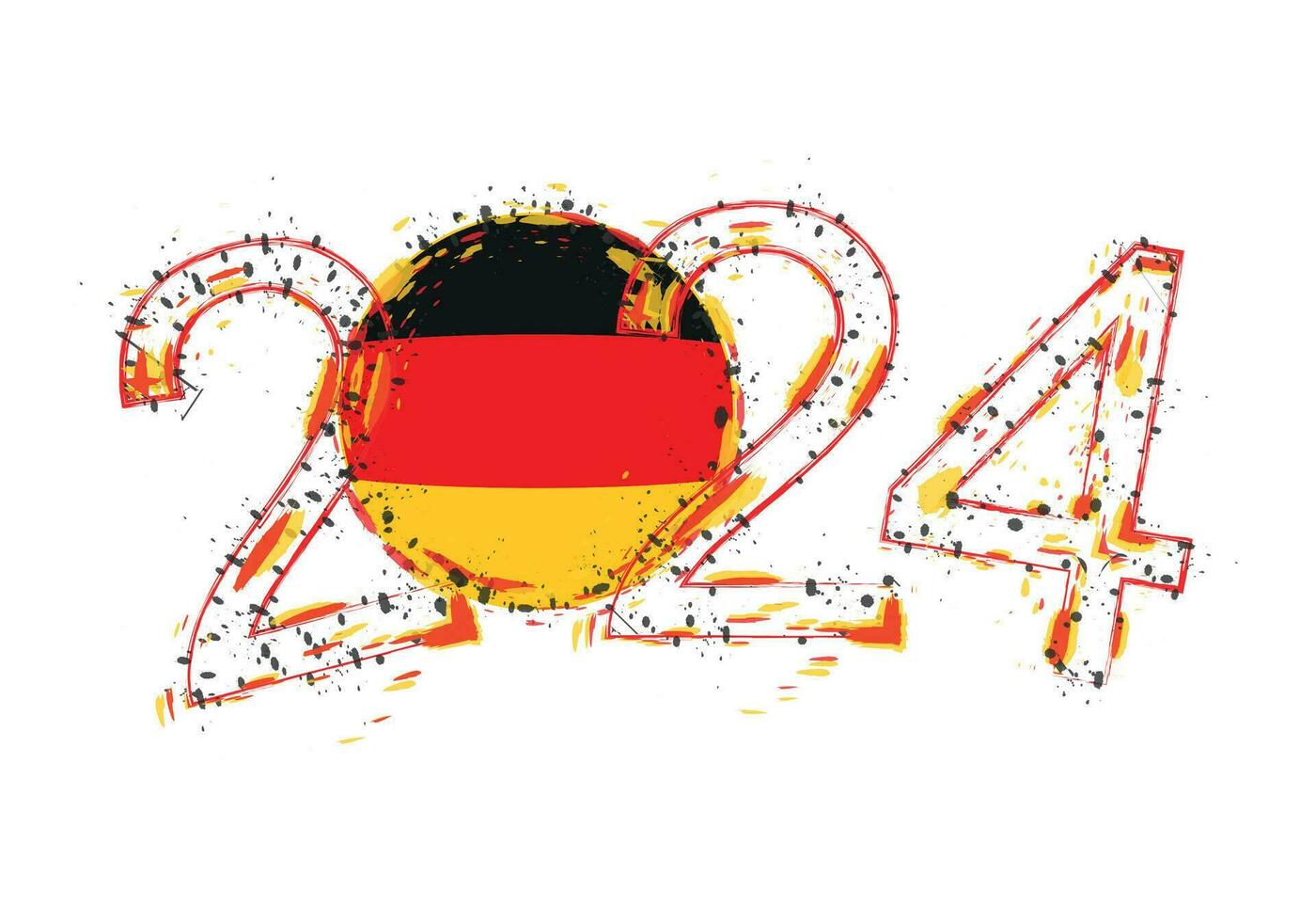 2024 año en grunge estilo con bandera de Alemania. vector