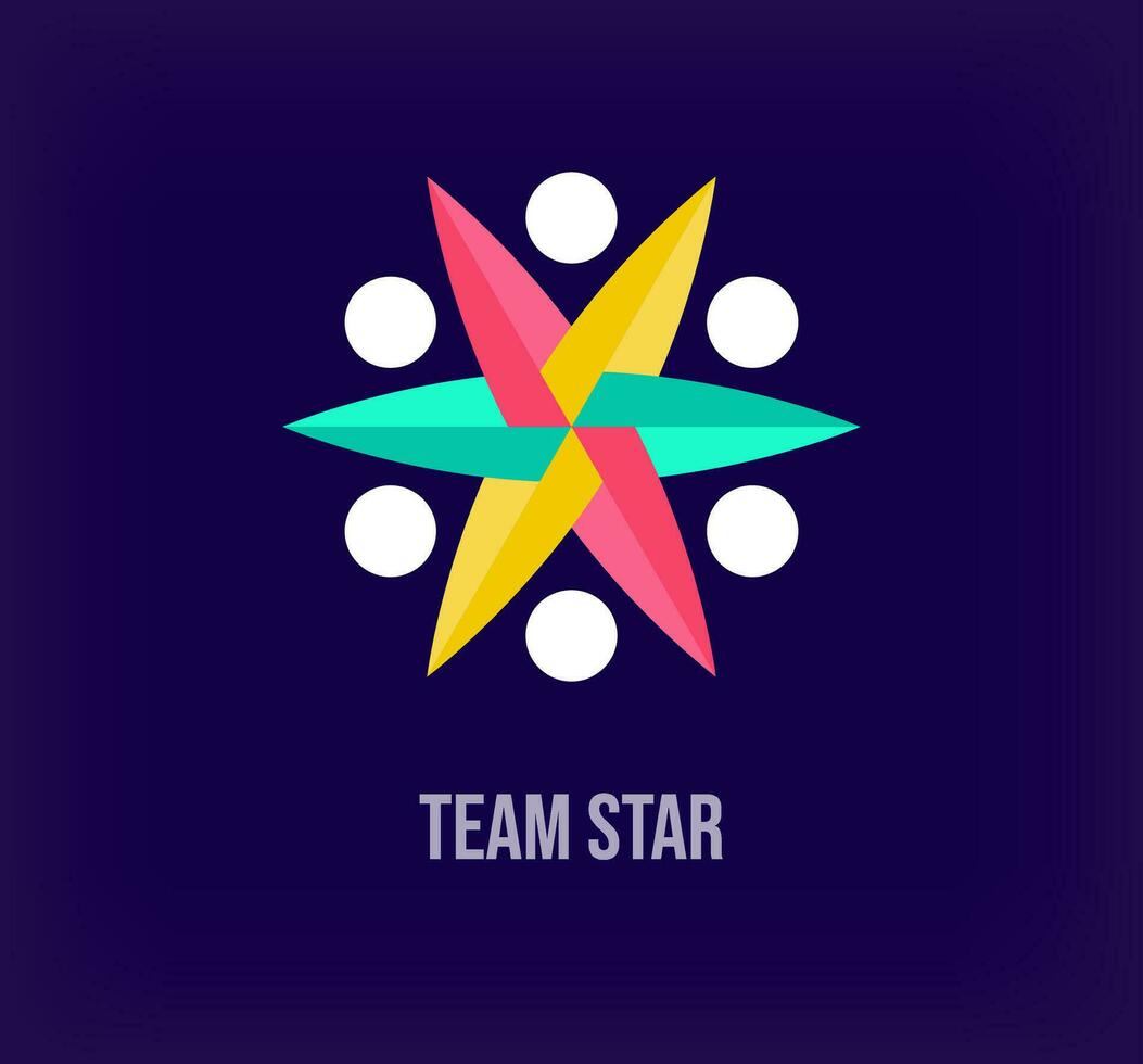 Star team and people, solidarity idea, modern logo. Unique color transitions. Company growth logo template. vector. vector