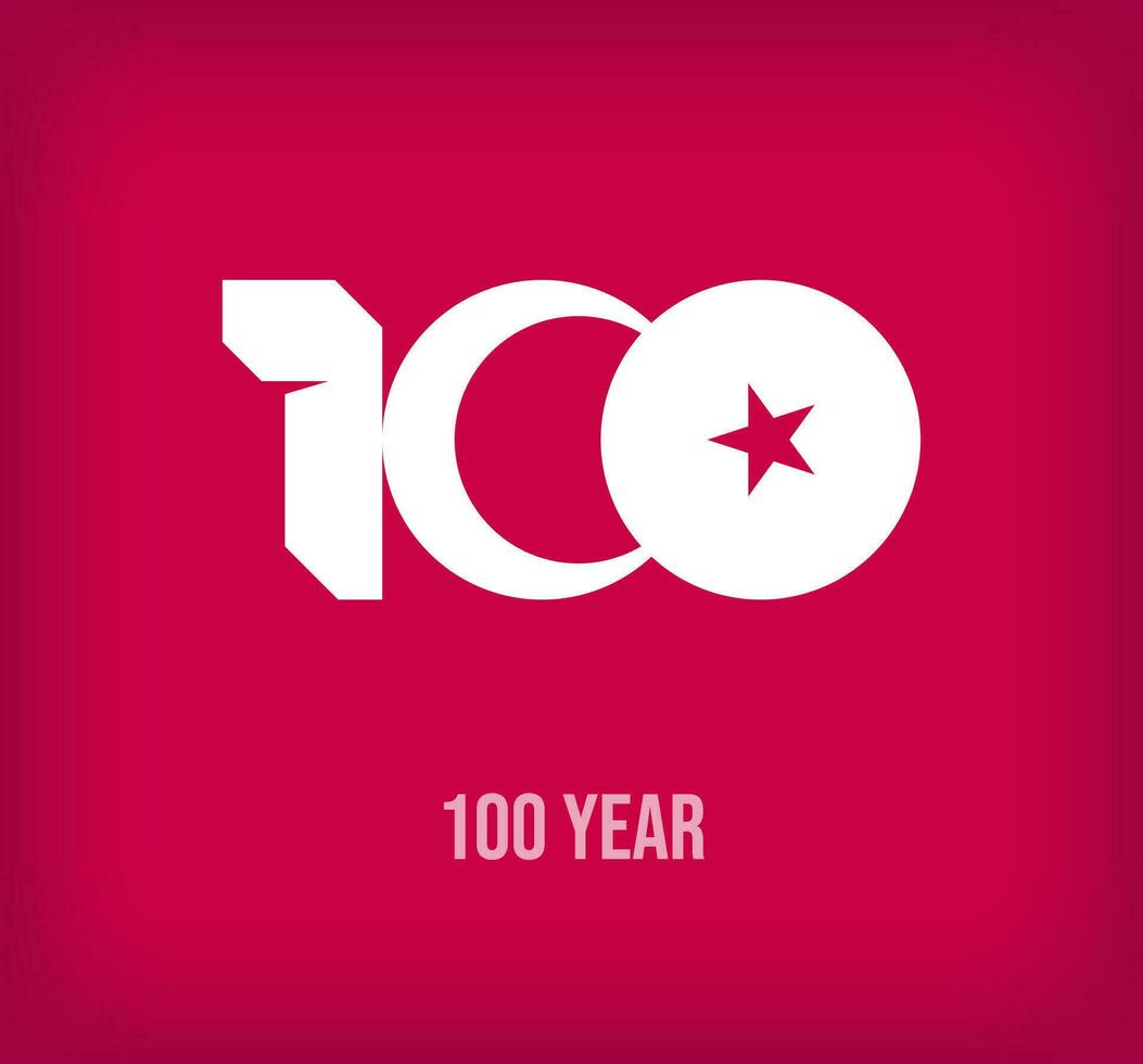 Celebration of the 100th anniversary of the conjunction of the moon and stars. Modern and professional 100th anniversary logo design. vector