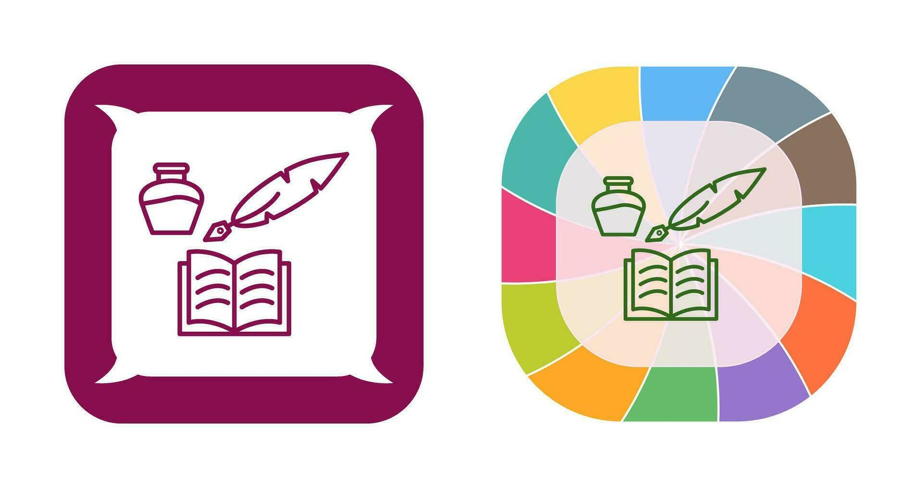 Unique Quill and Book Vector Icon