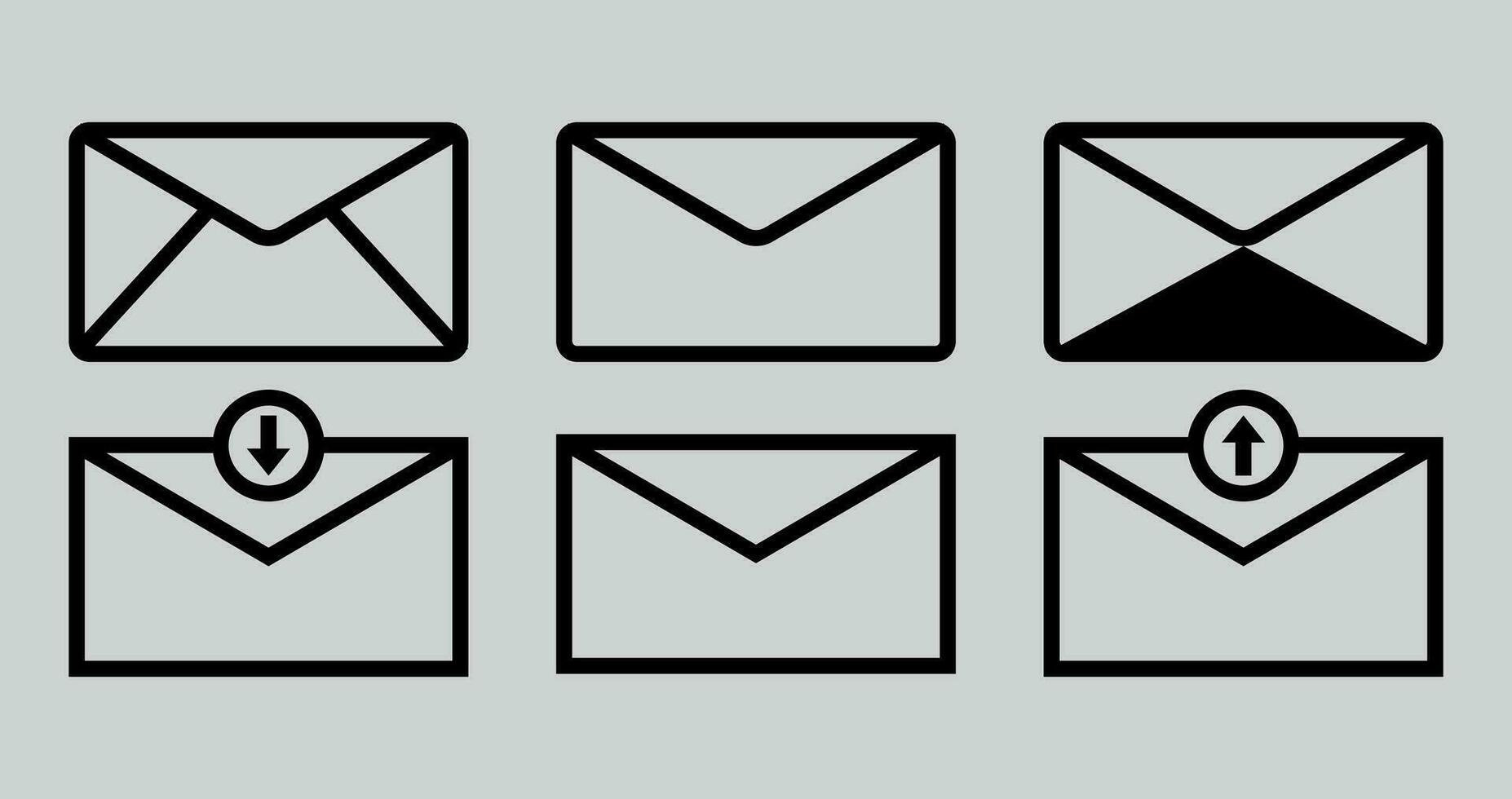 Envelope vector icon style is flat rounded symbol, rounded angles.