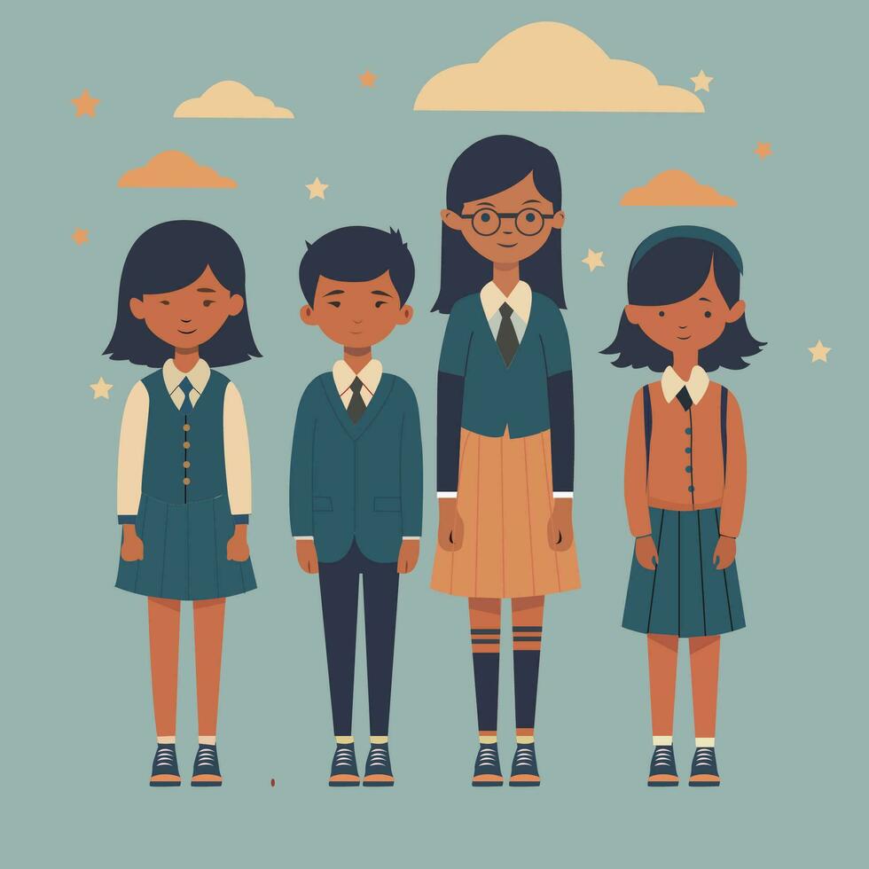Collection of student school flat illustration vector