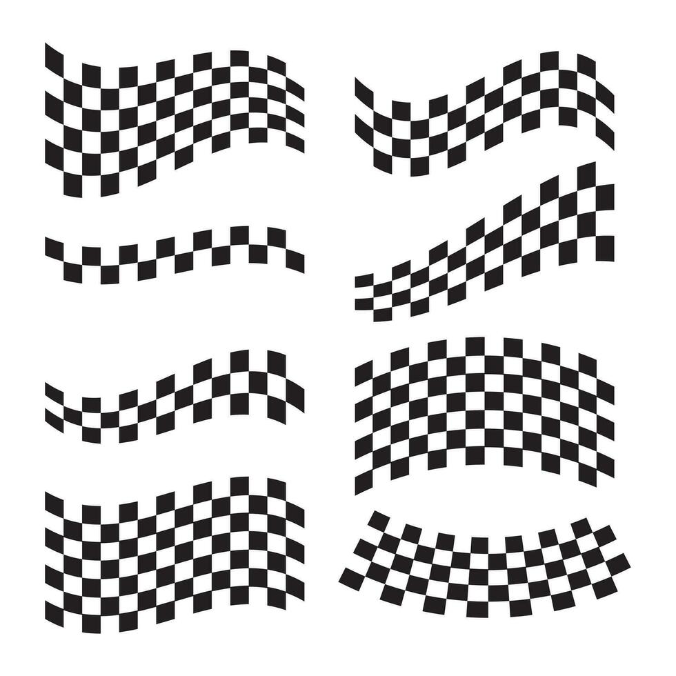 collection of monochrome checkered flags of various shape vector