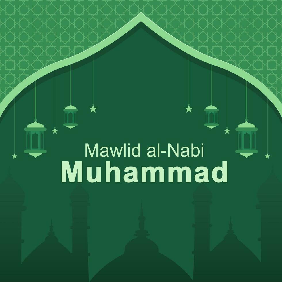 Flat design background of Mawlid al-Nabi Muhammad vector