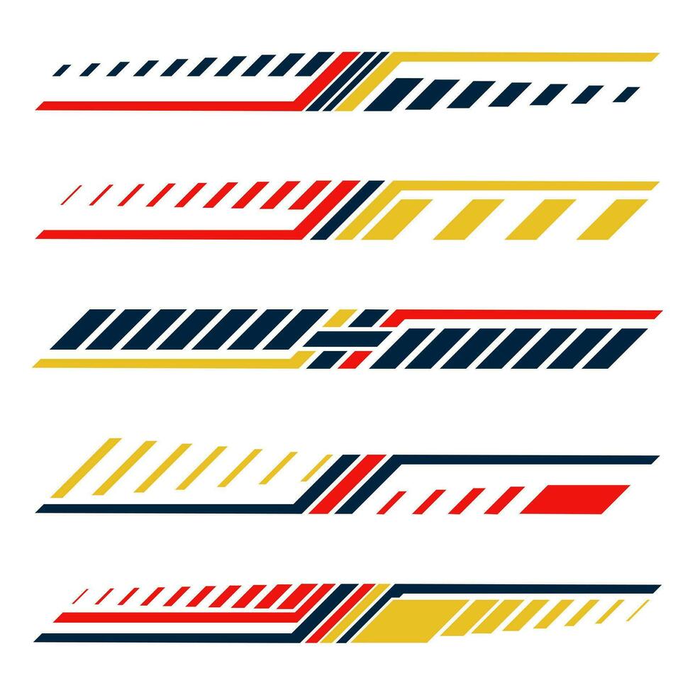 collection of racing style geometric striped car wrap decal vector