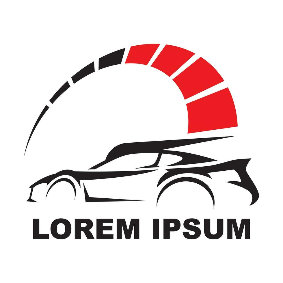 Modern automotive logo of car and speedometer vector