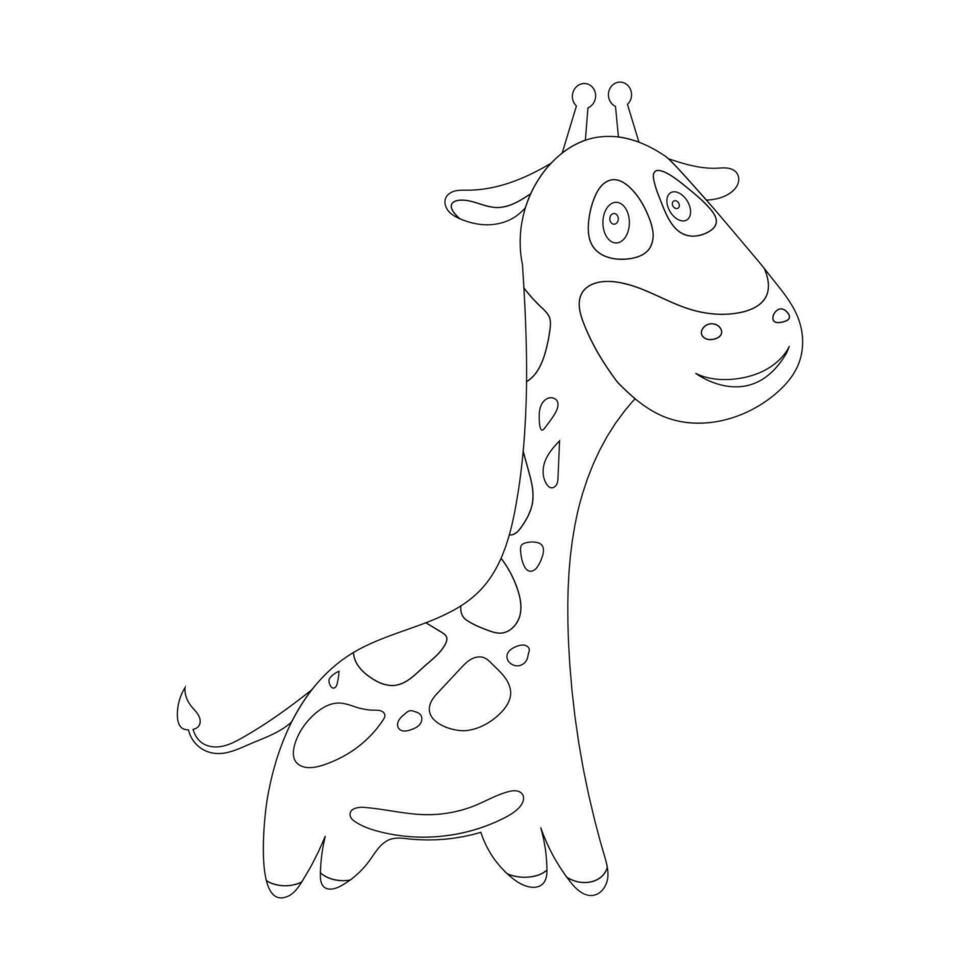 jirafa, colorante página para niños, vector ilustración