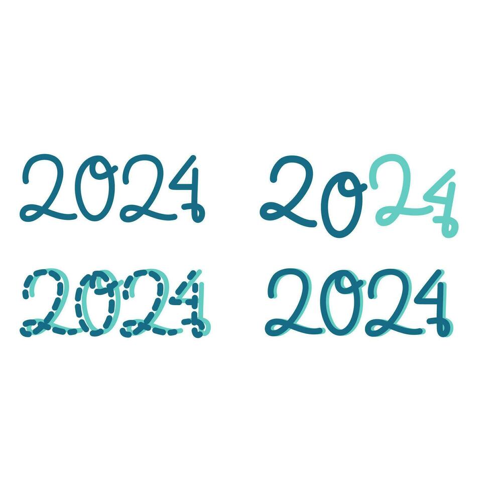Set Of 2024 Typography Numeric vector