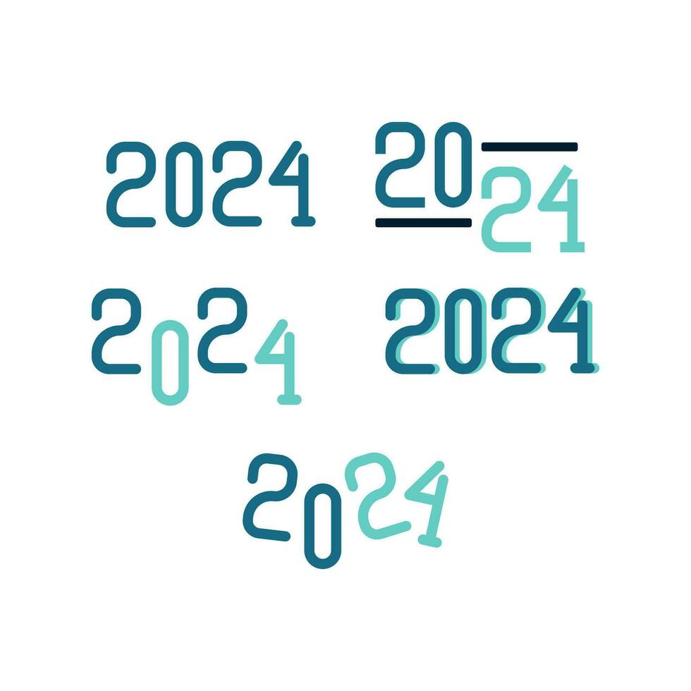 Set Of 2024 Typography Numeric vector