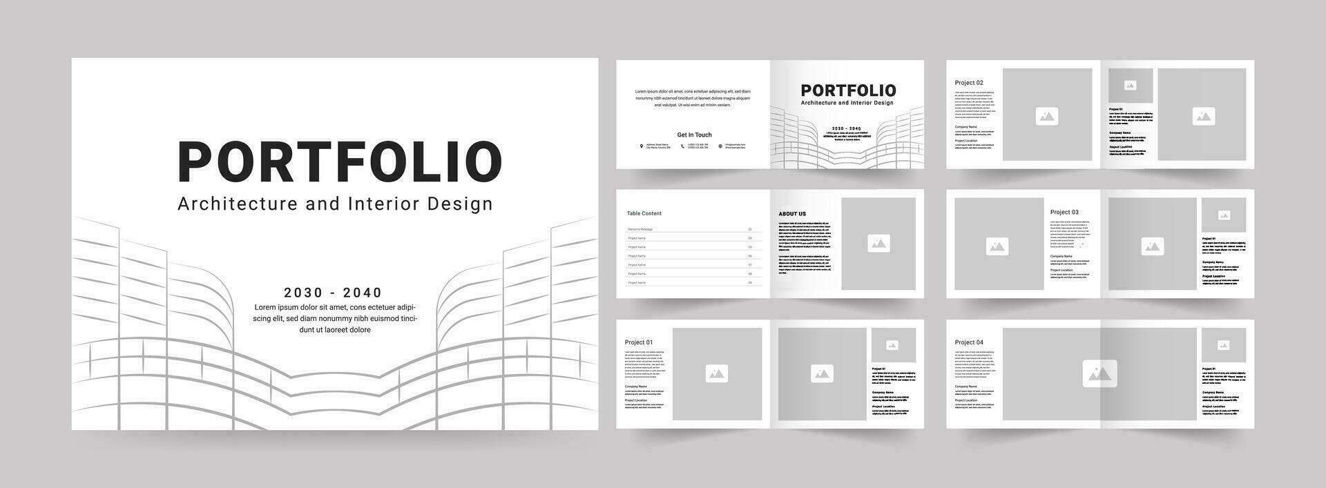 Architecture portfolio or portfolio template design, interior portfolio, business portfolio vector